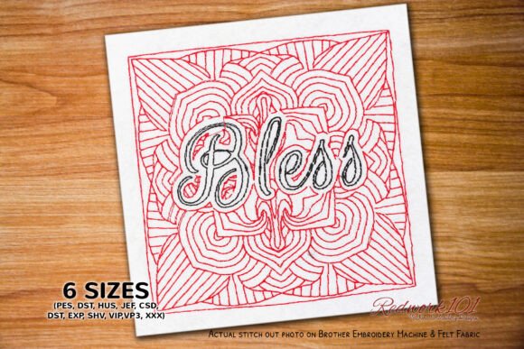 Bless Word Redwork Embroidery Review