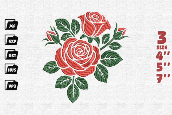 Review: Classic Red Rose Bouquet Embroidery Design