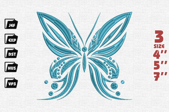 Review: Ornate Butterfly Embroidery Design in Blue