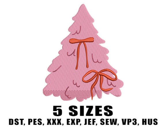 Review: Pink Holiday Tree Embroidery Design for Etsy